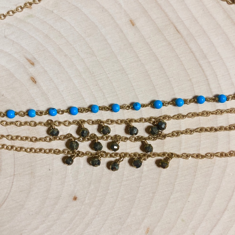 NEW Free People Ela Rae Delicate Tiered Anklet 14k Gold with Beads - Picture 11 of 14